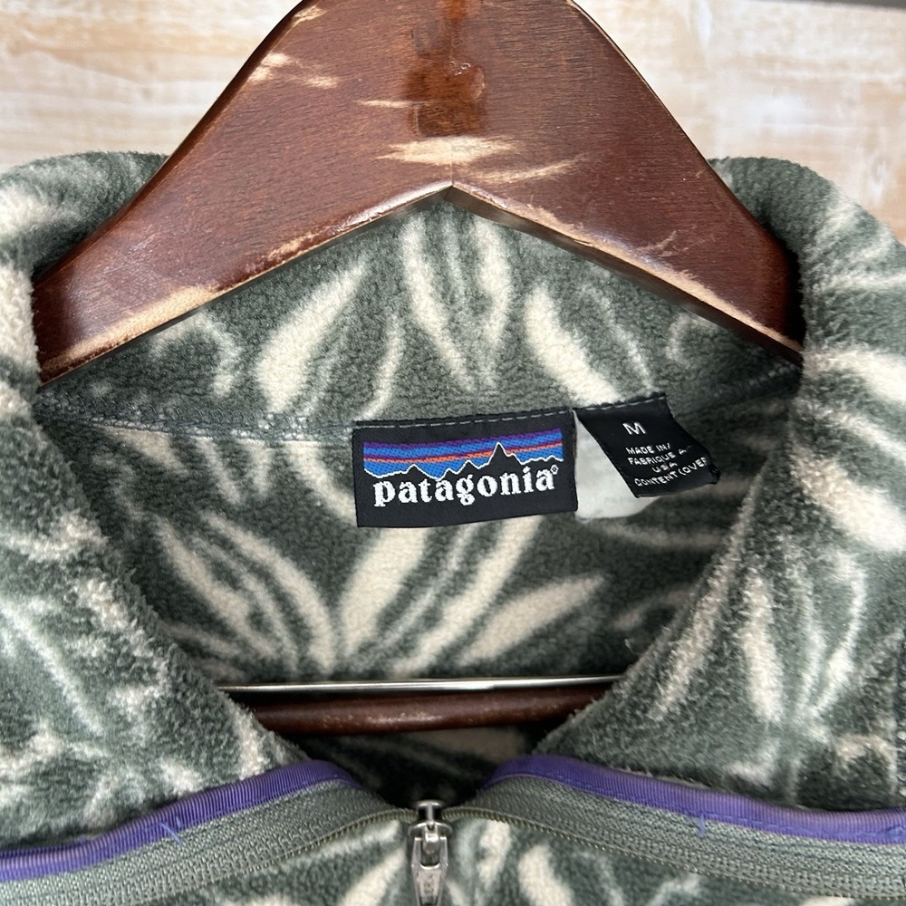 Vtg Patagonia Synchilla Fleece Snap-T Jacket Mens M Tropical Hibiscus Pullover - Picture 3 of 8